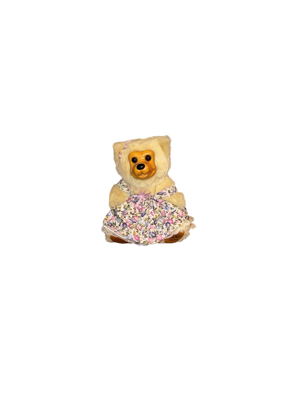 (SANDY) Plush Cream Bear Toy with Floral Dress